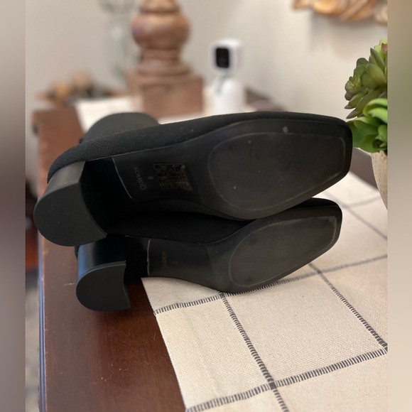 Quince Eco Knit Black Heeled Boots Size 8 NIB Modern Chic Square Toe Quality - Picture 6 of 9